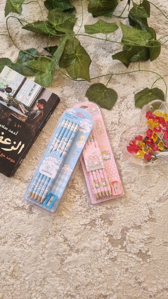 Pencils set with a sharpener
